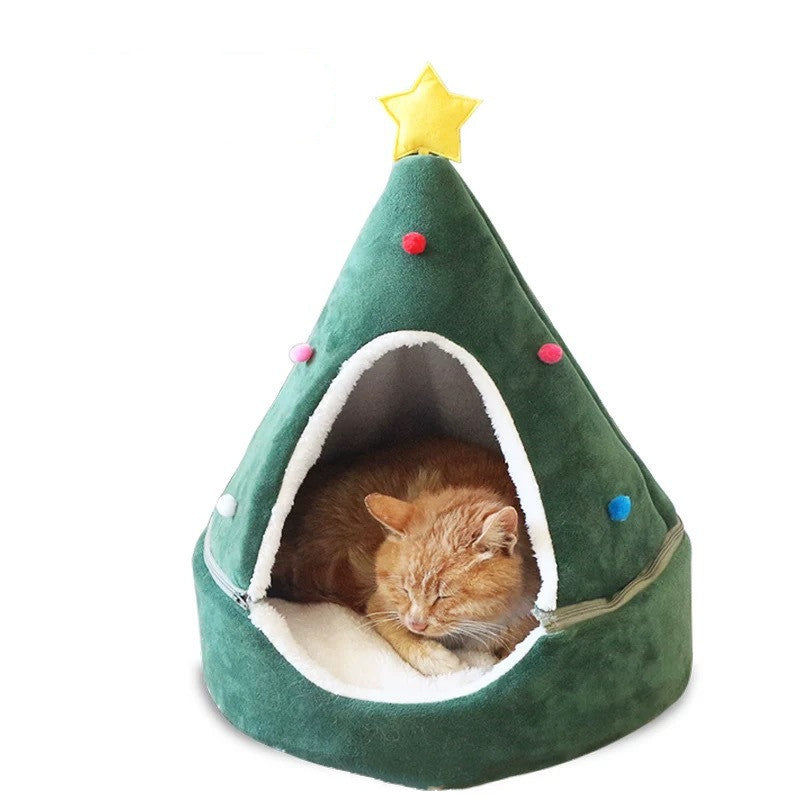 Arena para gatos con forma de árbol de Navidad